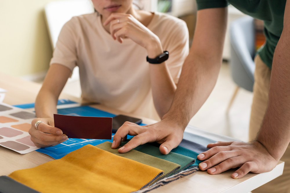Materials and finishes considered for an interior design project